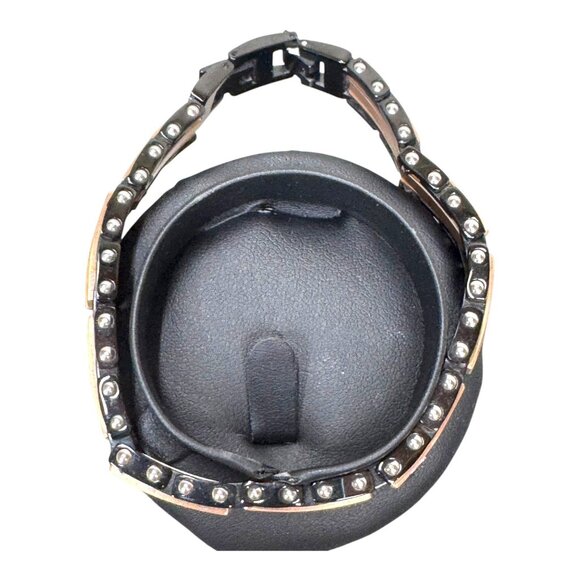 Mens Black Rose Gold Stainless Steel Cable Link Wire Accent Bracelet  8.5" Gift - Picture 3 of 8